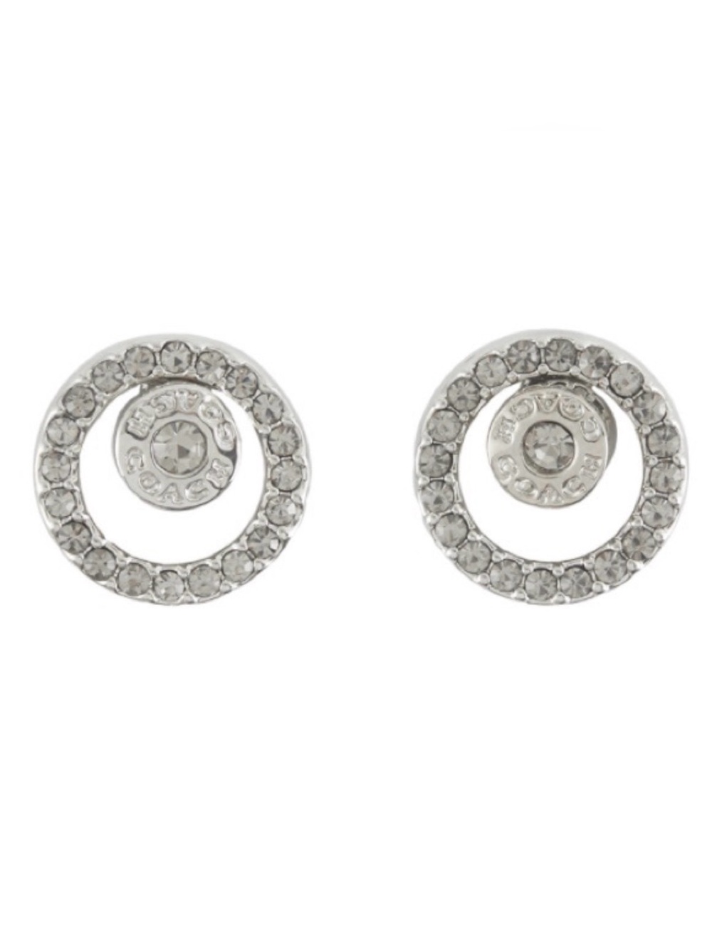 Coach Silver Crystal Circle Stud Earrings